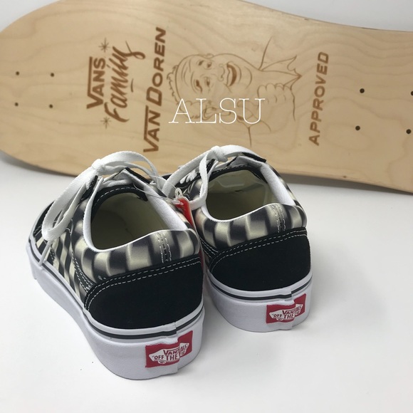 VANS Old Skool Blur Check Black Classic W AUTHENT - Picture 4 of 9